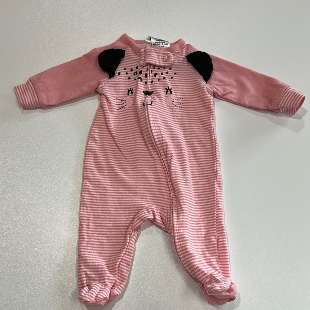 Gerber Pink and Black Footies One Piece with Animal Ears